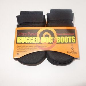 NEW Ultra Paws Rugged Dog Boots Shoes BLACK Medium 2.75" Paw